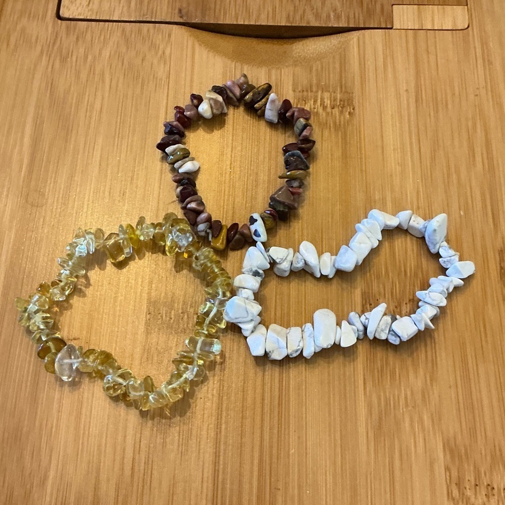Set of Three Stone Chip Bracelets